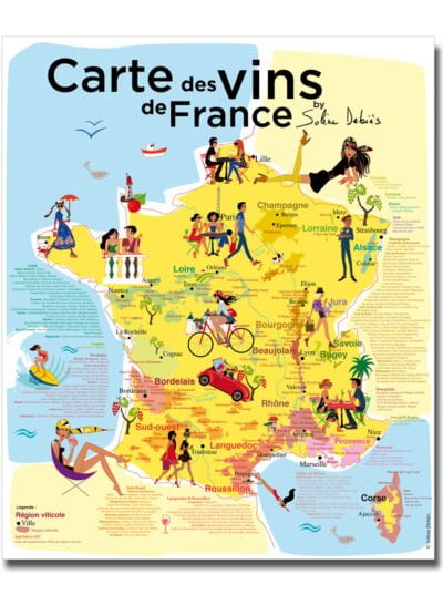 Affiche Carte Des Vins De France Par Sol Ne Debi S