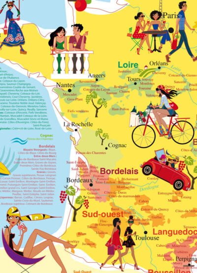 Affiche Carte Des Vins De France Par Sol Ne Debi S